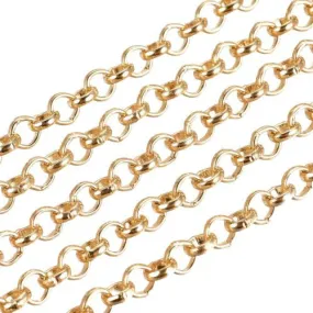 Chain, Iron, Rolo Chain, Belcher Chain, Soldered, Golden, 4mm