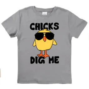 Chicks Dig Me / Gray Organic Cotton Onesie or T-Shirt