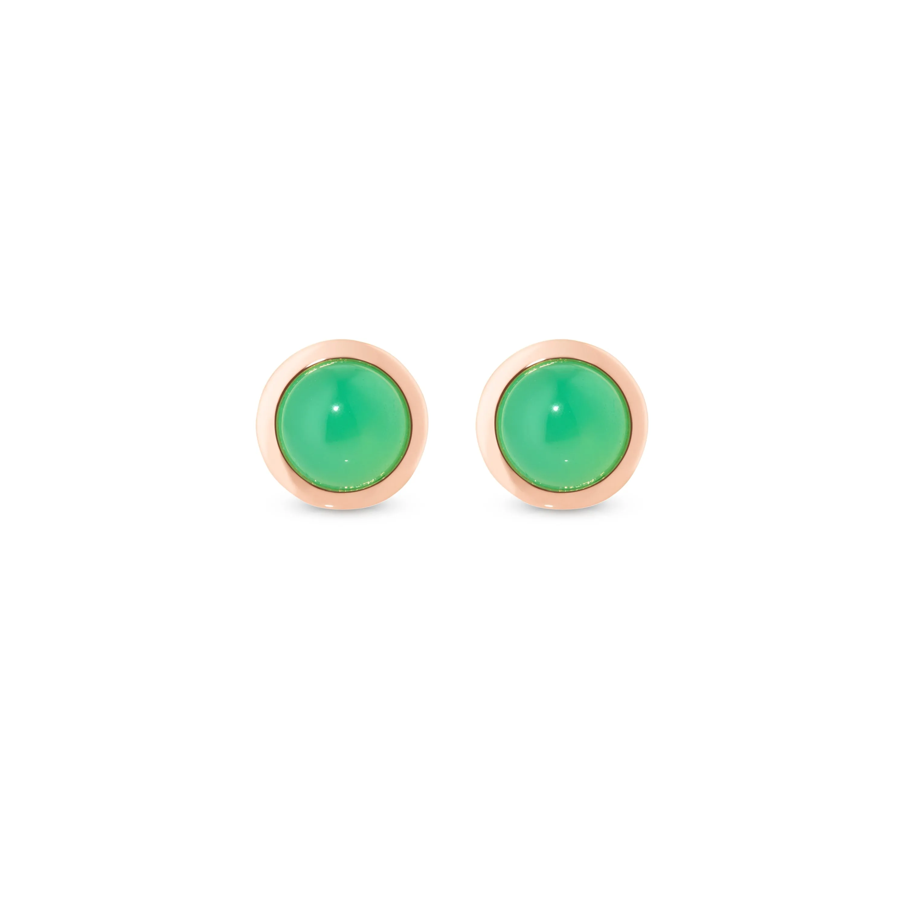 Circle sticker studs rose gold with chrysoprase