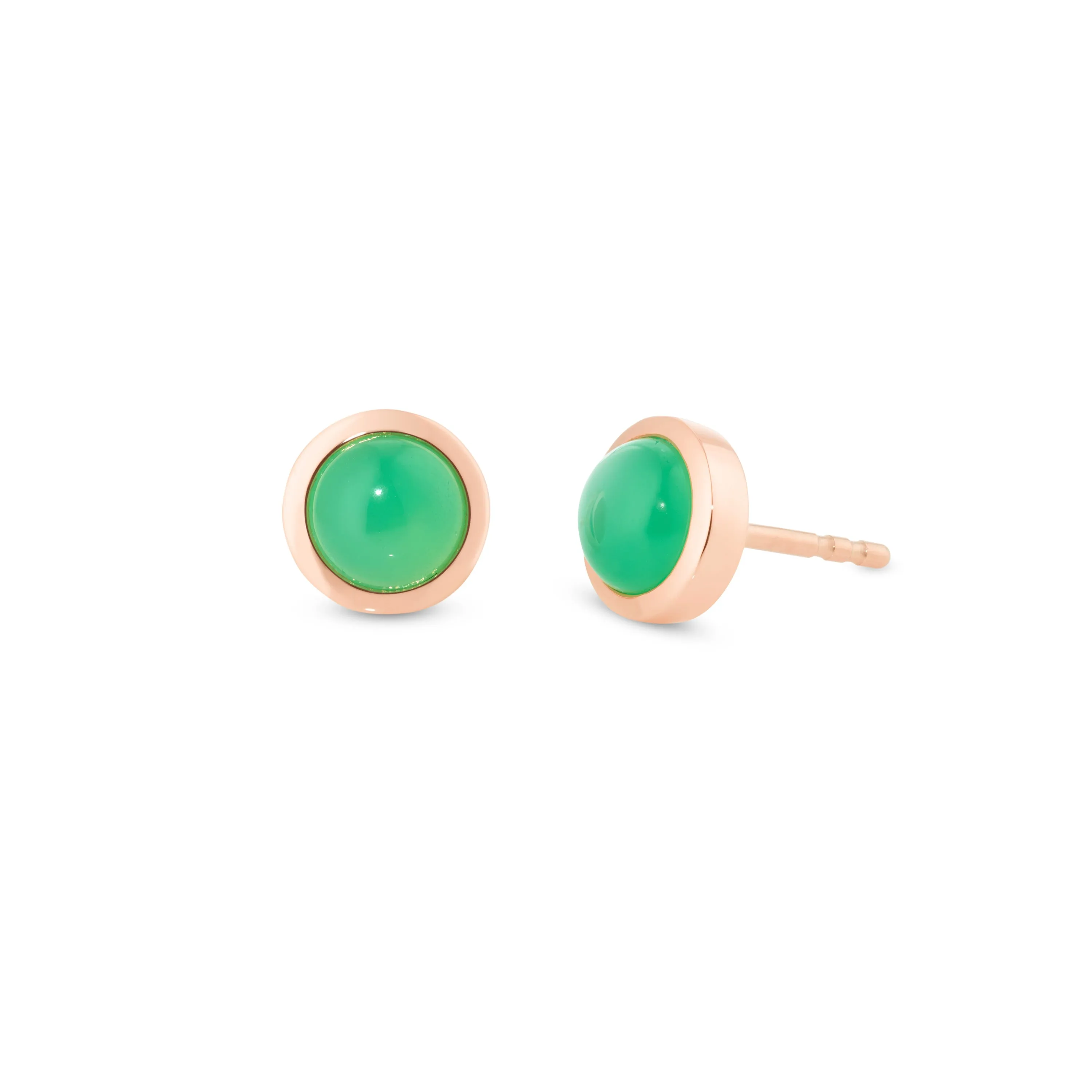 Circle sticker studs rose gold with chrysoprase