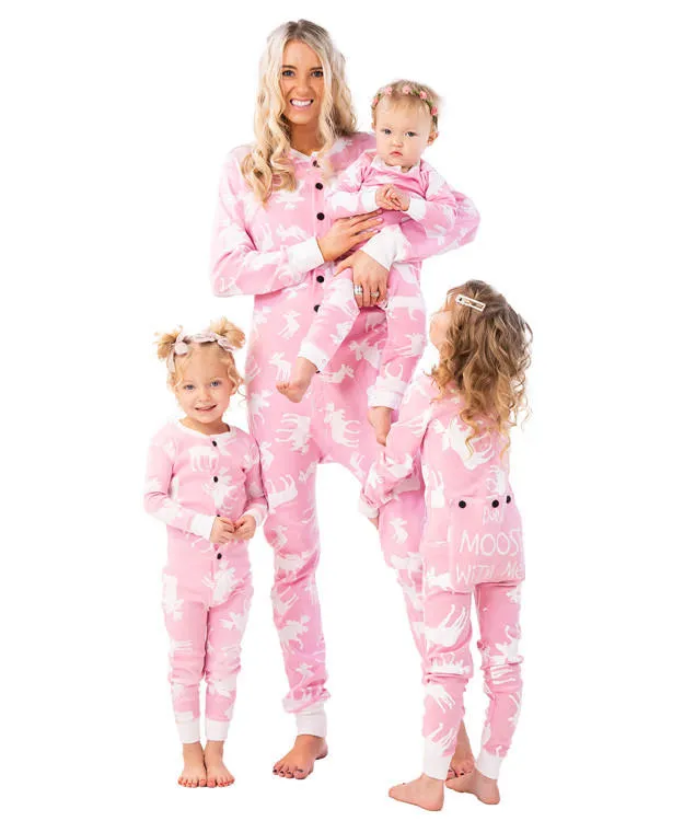 Classic Moose Kid Pink Onesie Flapjack