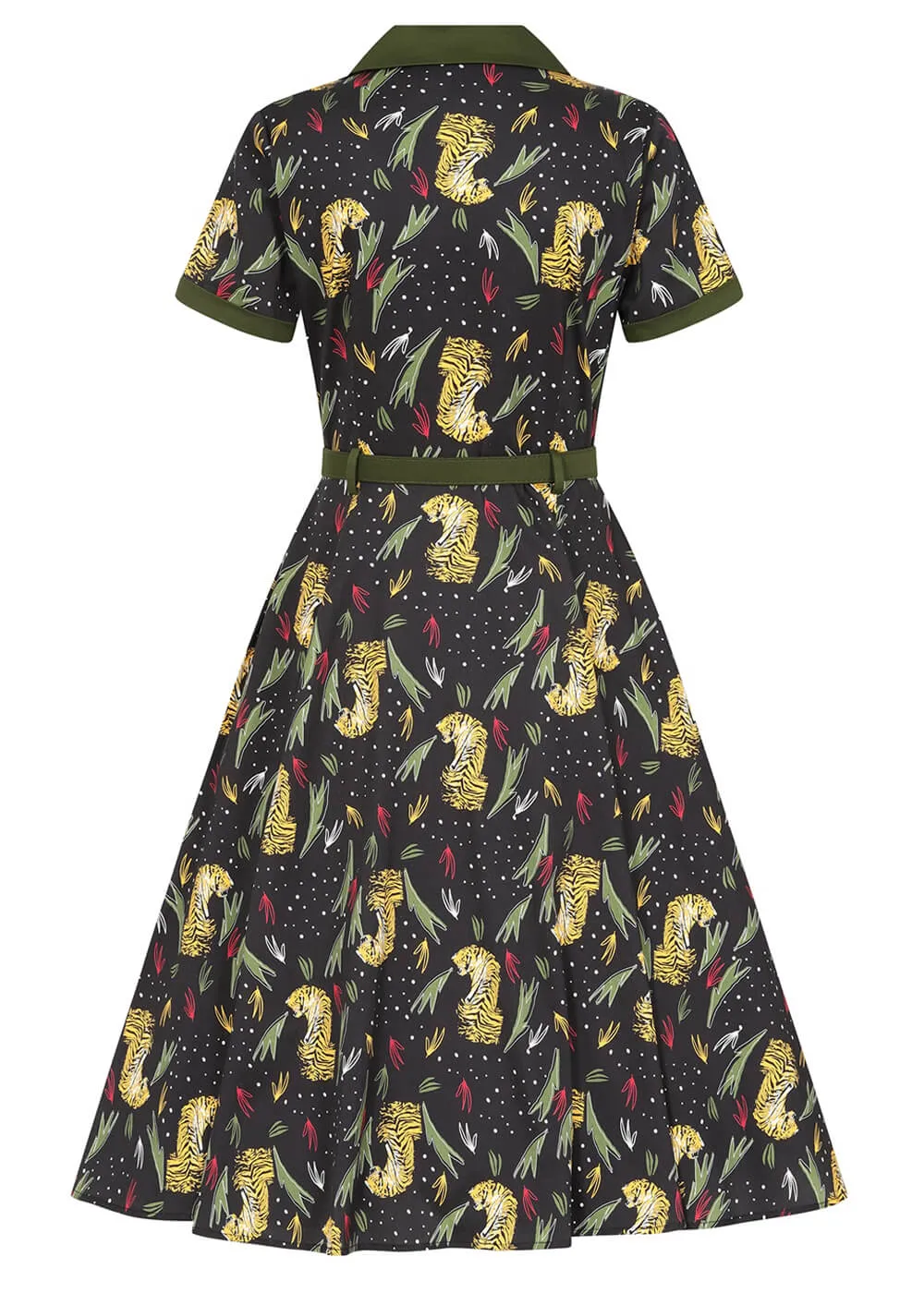 Collectif Caterina 50s Tiger 50's Swing Dress Black