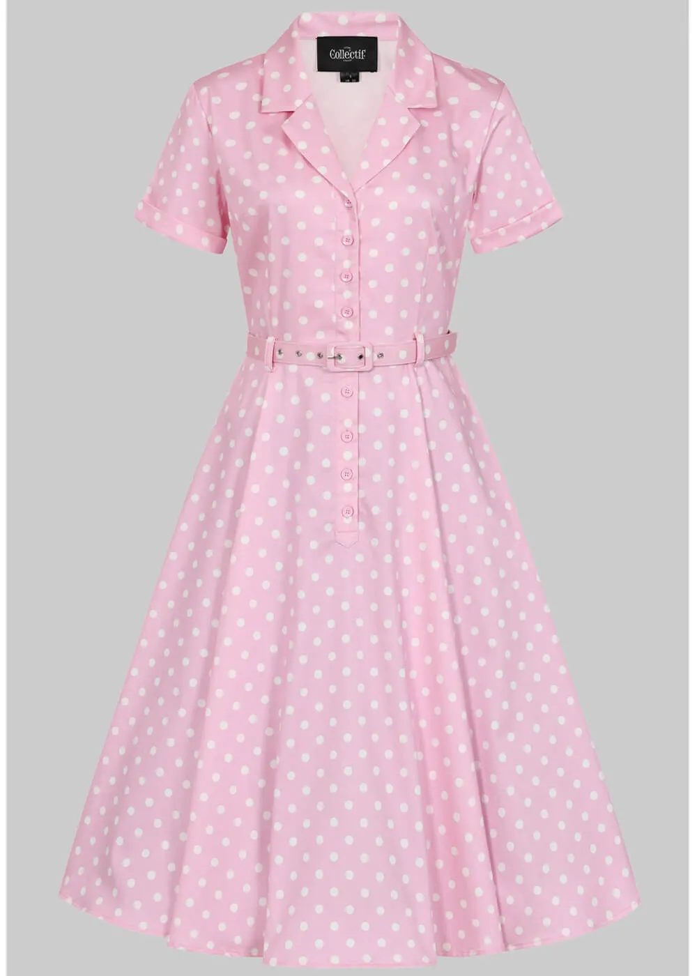 Collectif Caterina Pink Polka 50's Swing Skirt Pink