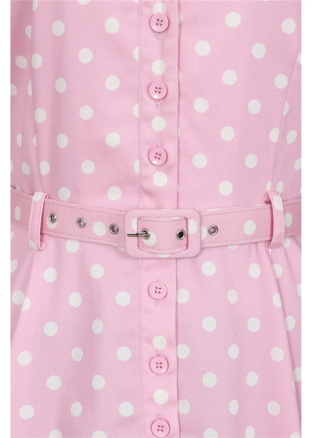 Collectif Caterina Pink Polka 50's Swing Skirt Pink