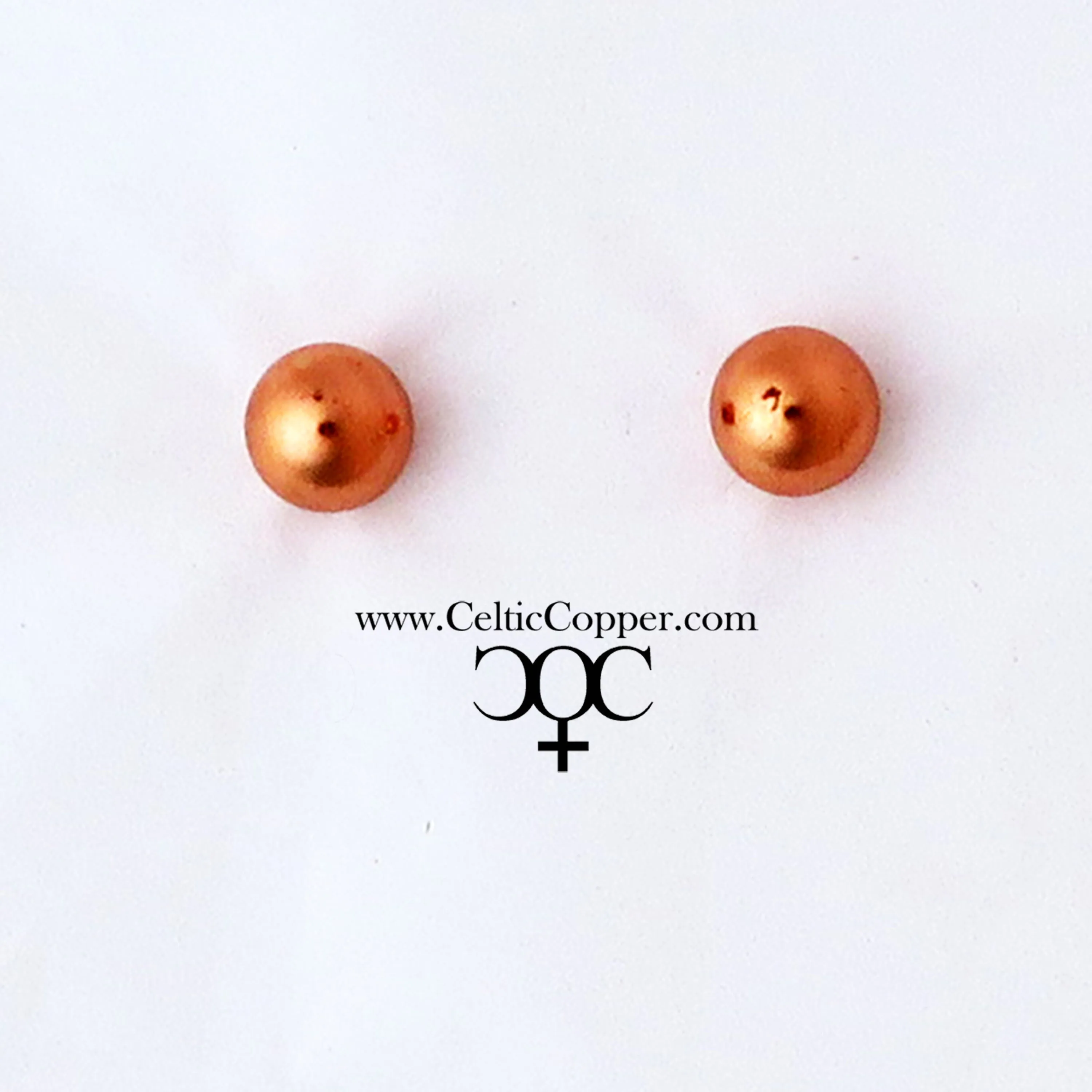 Copper Stud Earrings 2 Pair Set Copper Ball Studs And Copper Florentine Cross Earrings