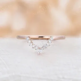 Diamond Curved Matching Wedding Band Rose Gold