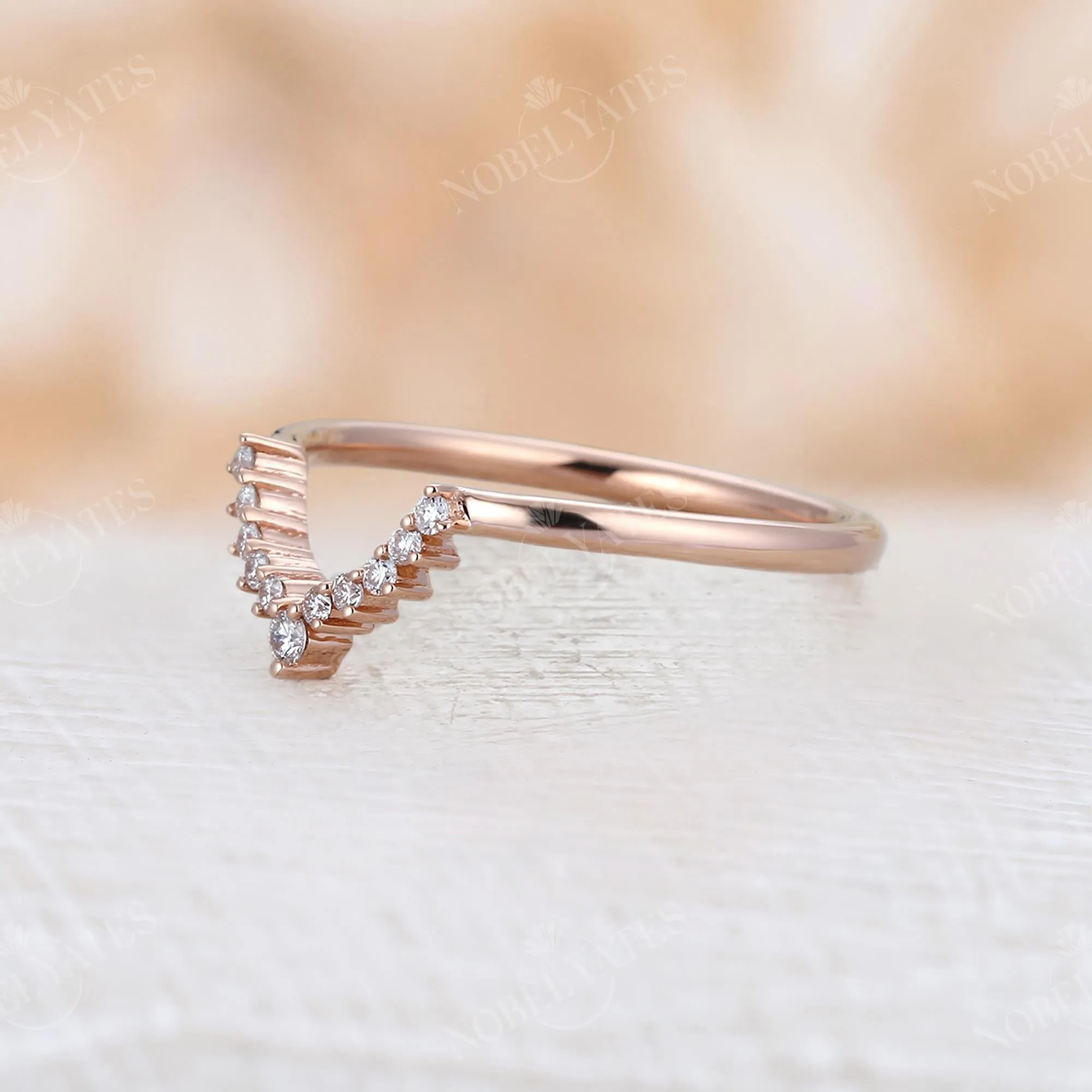 Diamond Curved Matching Wedding Band Rose Gold