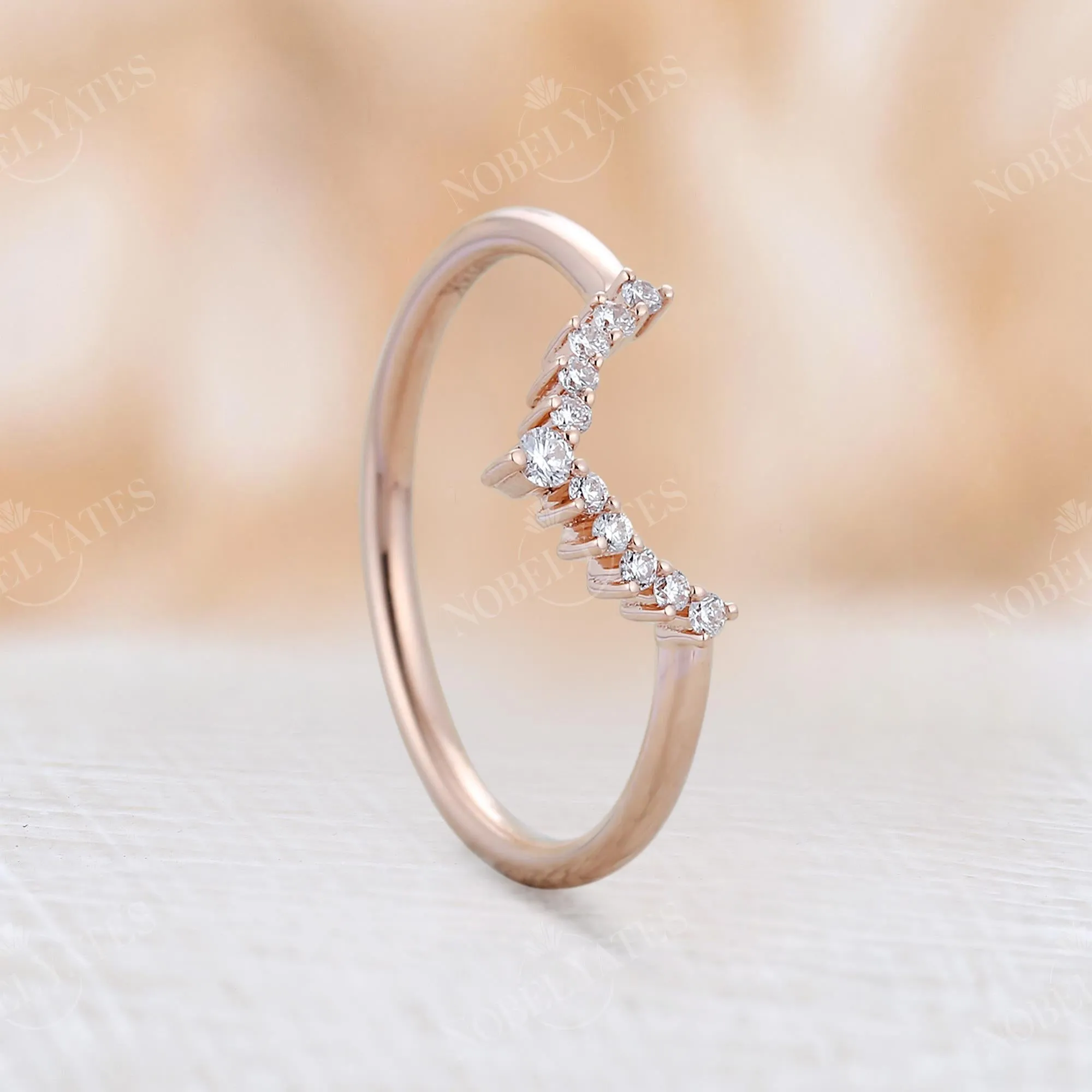 Diamond Curved Matching Wedding Band Rose Gold