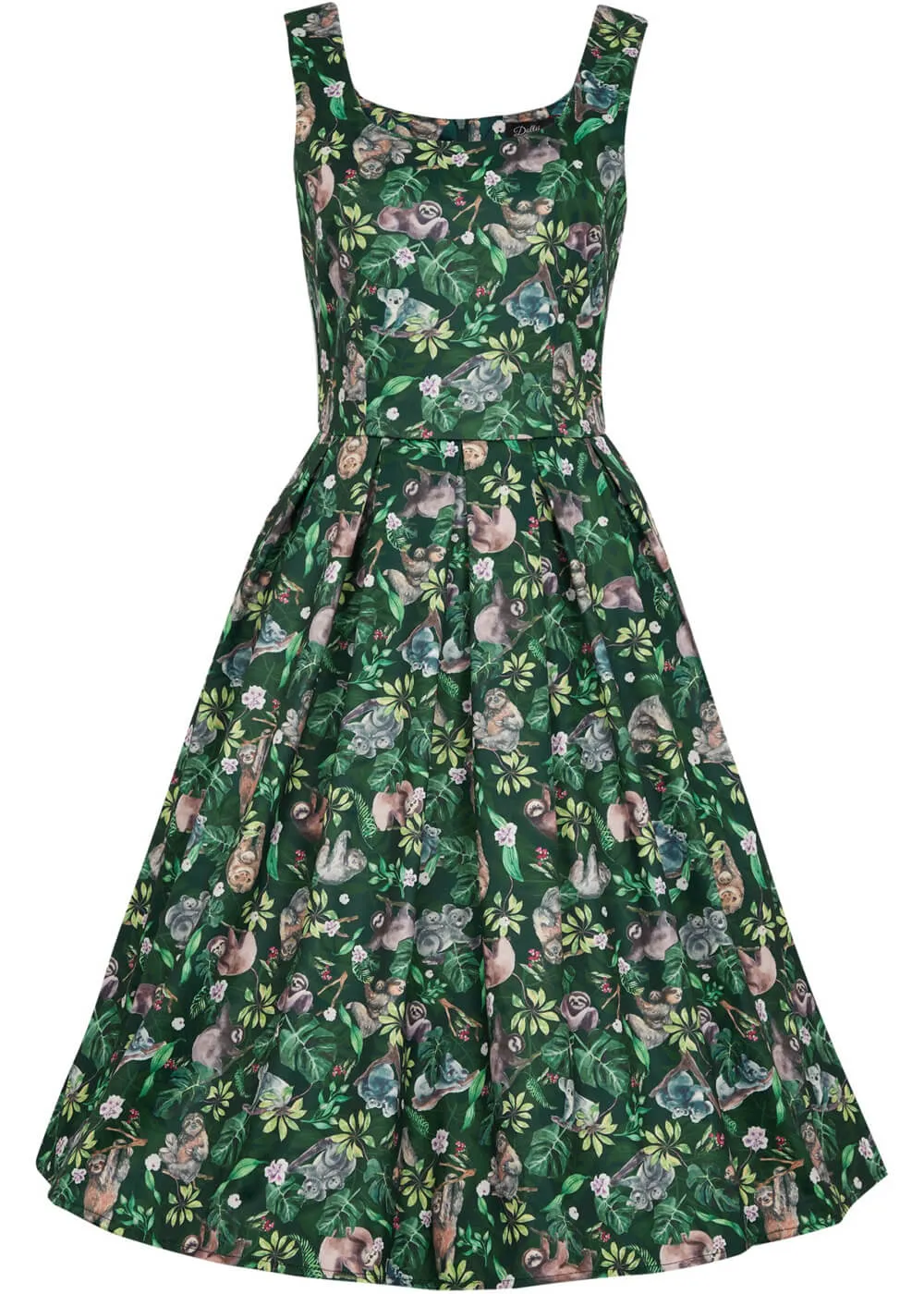 Dolly & Dotty Amanda Koala Sloth 50's Swing Dress Green