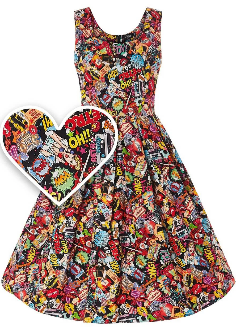 Dolly & Dotty Amanda Pop Art 50's Swing Dress Multi