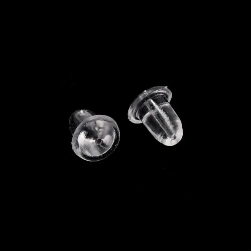 Ear Nuts, Plastic, Earring Backs, Clear, 5x4.5mm