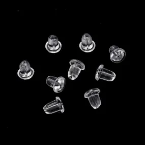 Ear Nuts, Plastic, Earring Backs, Clear, 5x4.5mm