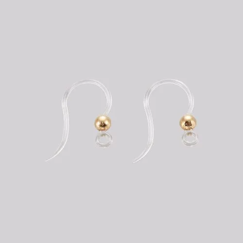 Earring Hooks, Acrylic, Ear Wires, With 304 Stainless Steel Ball And Closed Loop, Golden, 15.5mm