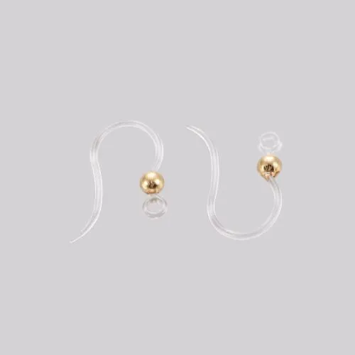 Earring Hooks, Acrylic, Ear Wires, With 304 Stainless Steel Ball And Closed Loop, Golden, 15.5mm