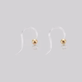 Earring Hooks, Acrylic, Ear Wires, With 304 Stainless Steel Ball And Closed Loop, Golden, 15.5mm