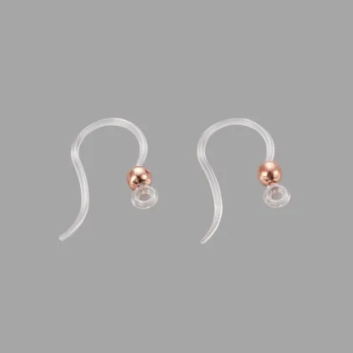 Earring Hooks, Acrylic, Ear Wires, With 304 Stainless Steel Ball And Closed Loop, Rose Gold, 15.5mm