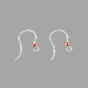 Earring Hooks, Acrylic, Ear Wires, With 304 Stainless Steel Ball And Closed Loop, Rose Gold, 15.5mm