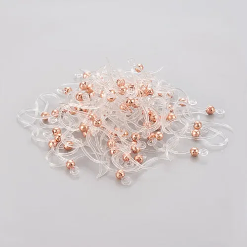 Earring Hooks, Acrylic, Ear Wires, With 304 Stainless Steel Ball And Closed Loop, Rose Gold, 15.5mm