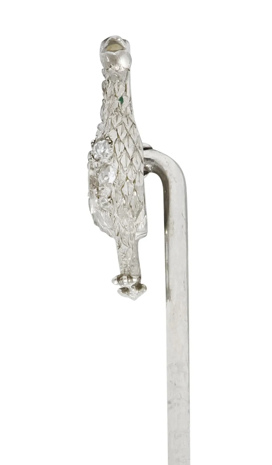 Edwardian Rose Cut Diamond Platinum Dove Stickpin