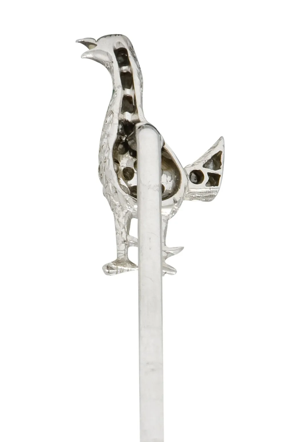 Edwardian Rose Cut Diamond Platinum Dove Stickpin