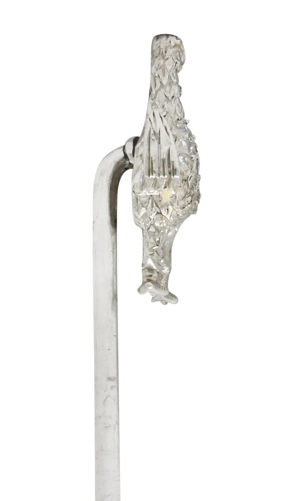 Edwardian Rose Cut Diamond Platinum Dove Stickpin