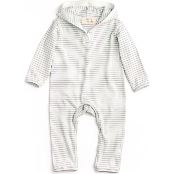 ellis littles Organic Hooded Onesie, Blue Stripe