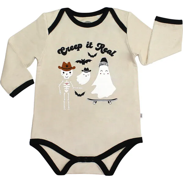 Emerson and Friends Creep It Real Halloween Long Sleeve Viscose Bamboo Terry Ringer Baby Onesie