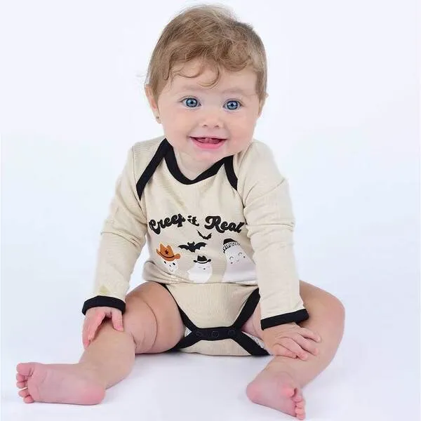 Emerson and Friends Creep It Real Halloween Long Sleeve Viscose Bamboo Terry Ringer Baby Onesie