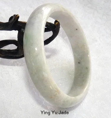 Endlessly Interesting Spiritual White Burmese Jadeite Bangle Bracelet 58mm (BB2923)