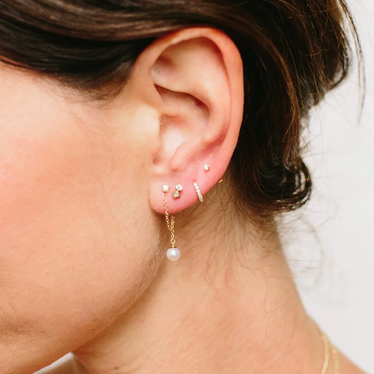 Extra Small Pave Diamond Hoop Earring