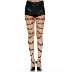 Flying Bats Print Pantyhose