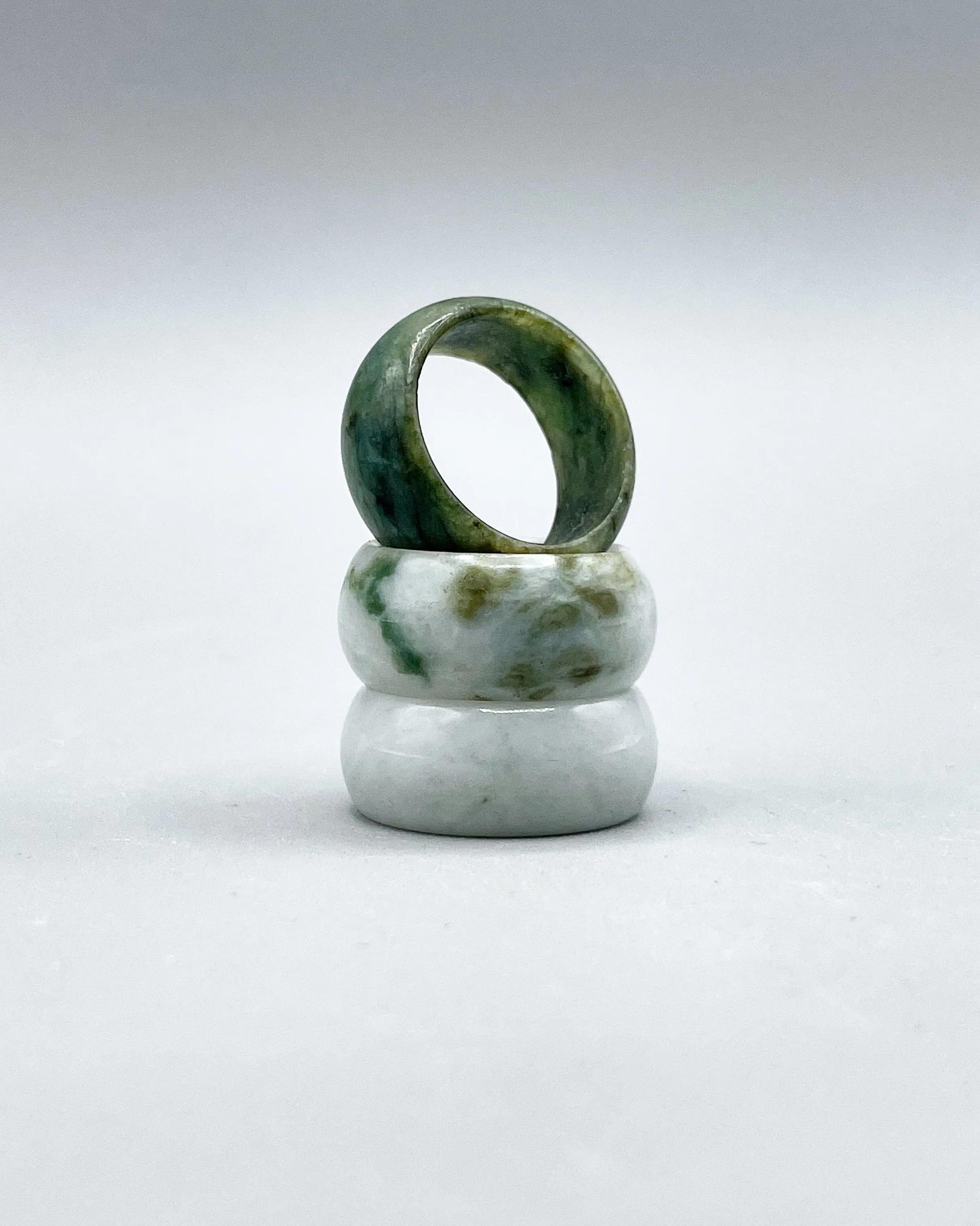 Full Banded Jadeite Rings, Sized 9