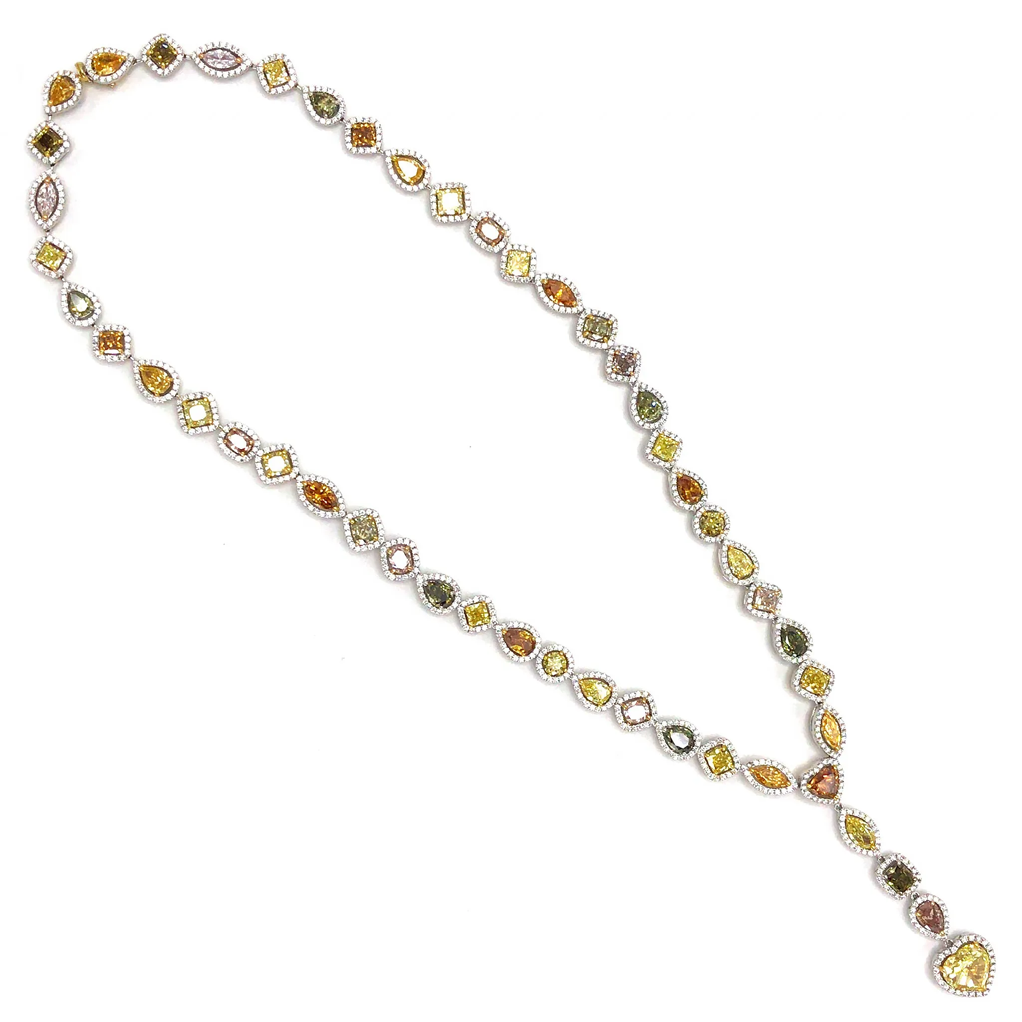 GIA Fancy Color Diamond Necklace in 18k white Gold