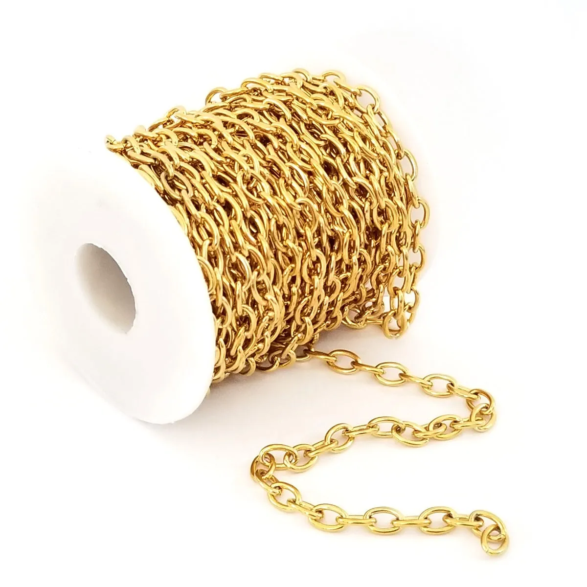 Gold Thick Stainless Steel Jewelry Chain, 10 Meters Bagged, Open Links, 9x6x1.5mm, #1932 G