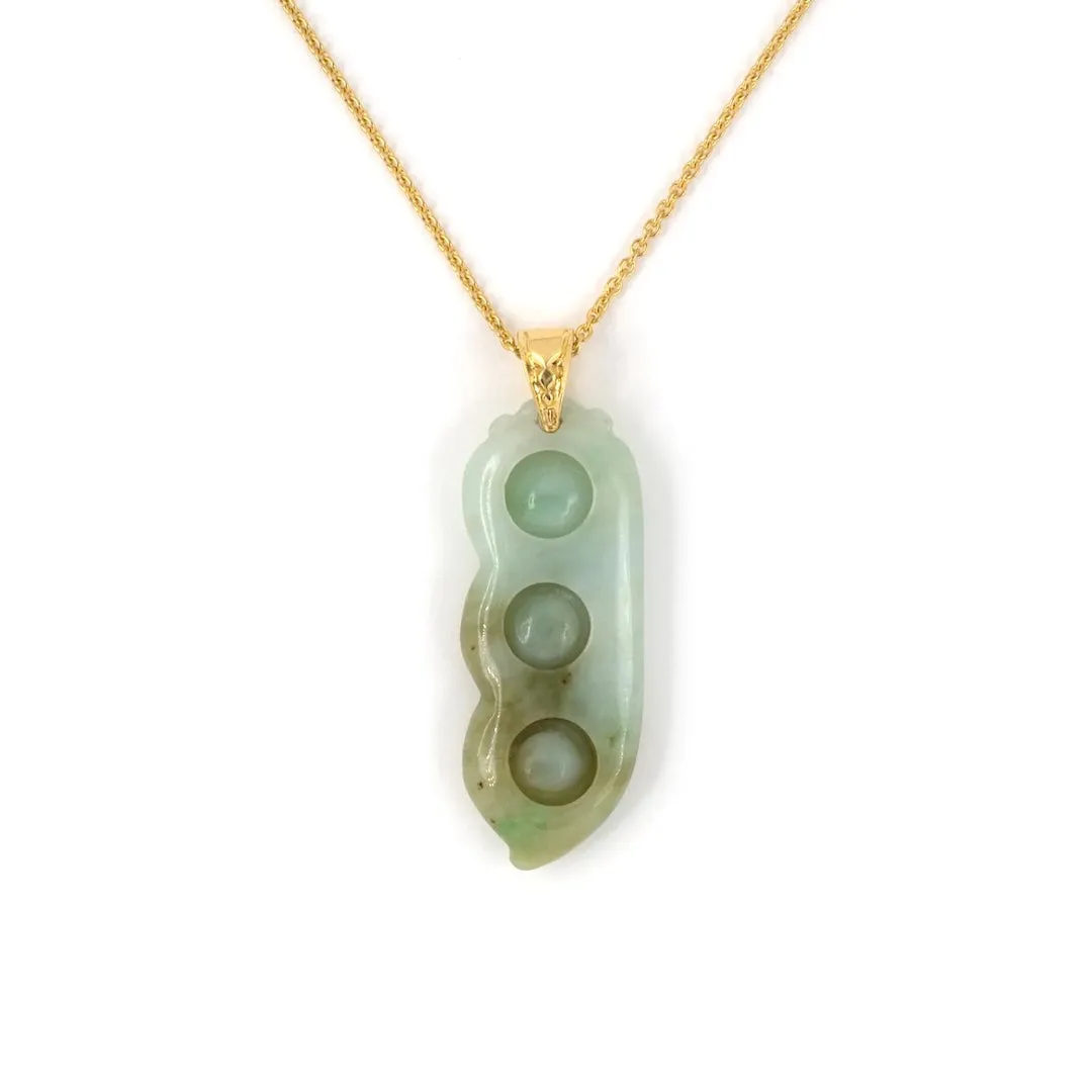 Green Jadeite Peapod Pendant Necklace