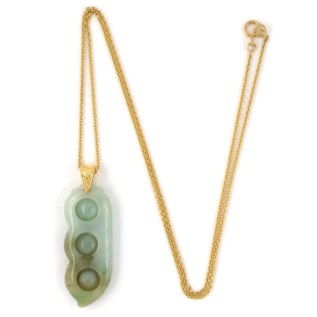 Green Jadeite Peapod Pendant Necklace