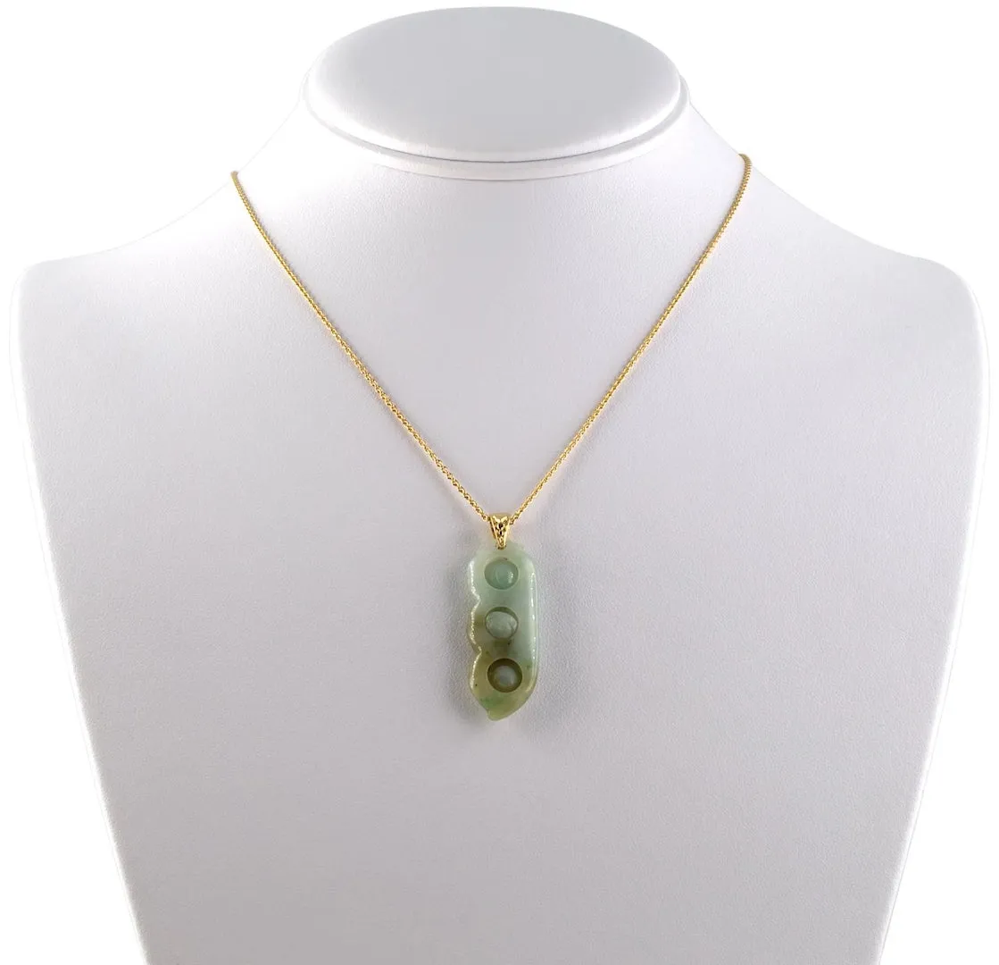 Green Jadeite Peapod Pendant Necklace