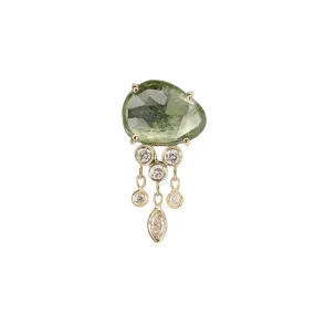 Green Tourmaline Jellyfish Earring with Diamond Dangles