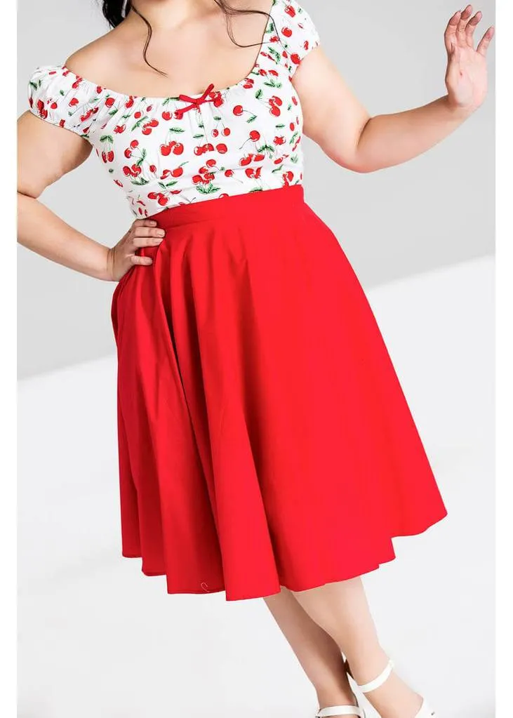 Hell Bunny Paula 50's Swing Skirt Red