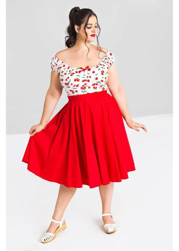 Hell Bunny Paula 50's Swing Skirt Red