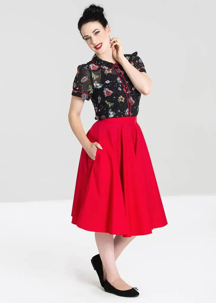 Hell Bunny Paula 50's Swing Skirt Red