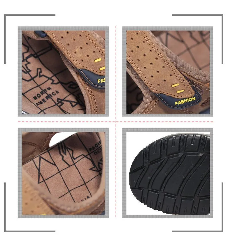 Hot Summer Fashion Leisure Beach Men's Genuine Leather Sandals