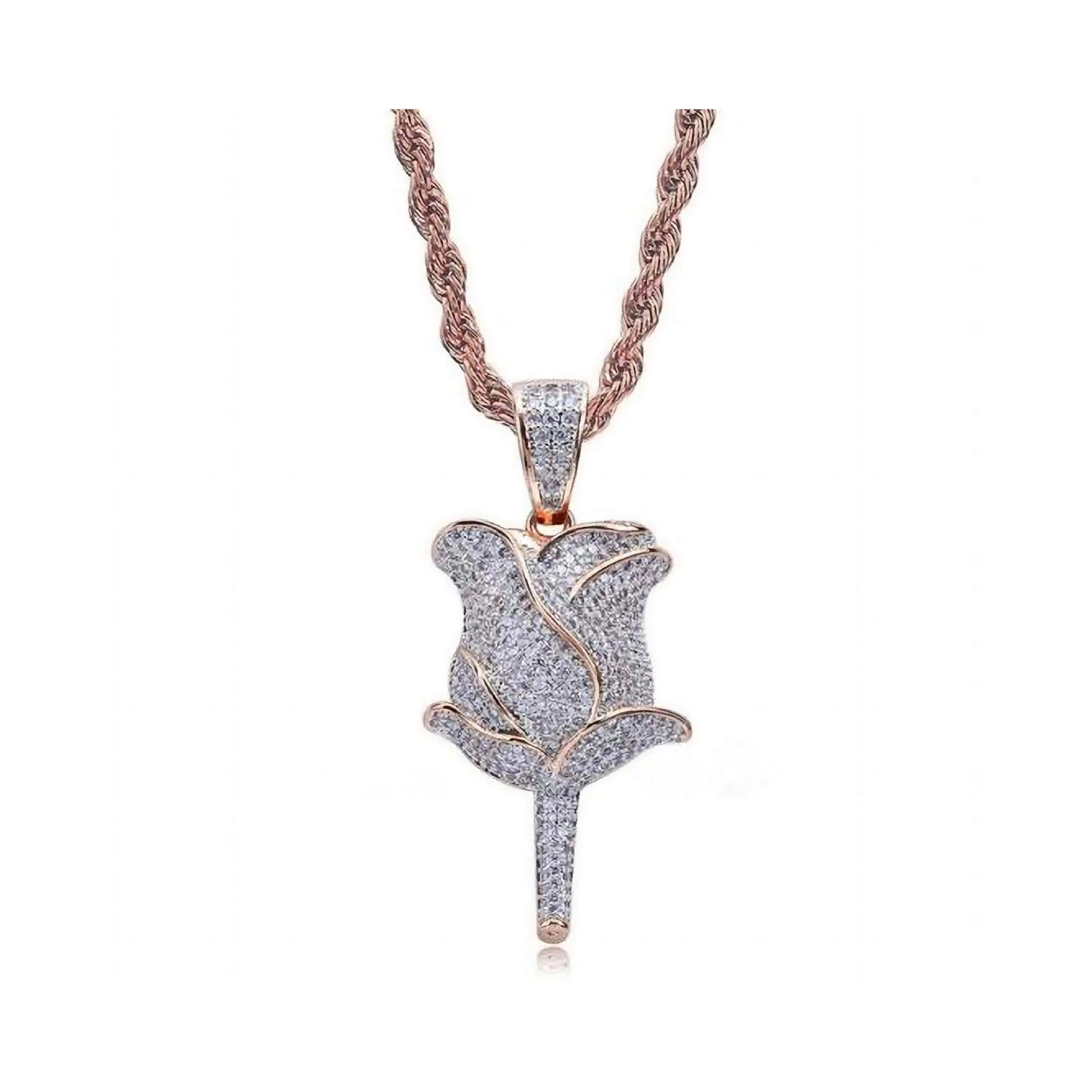 Iced Rose Pendant - Rose Gold