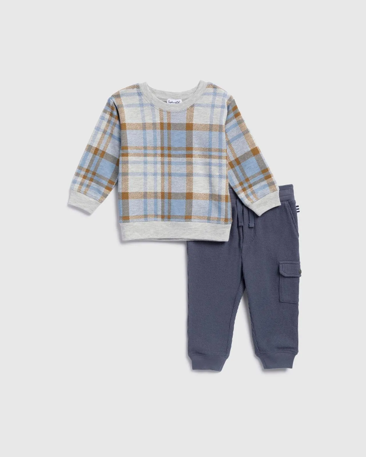 Infant Boys Plaid Sweatshirt Set