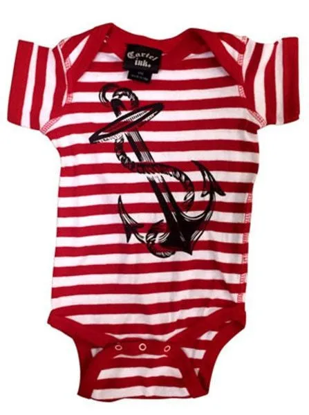 Infant's Anchors Aweigh Onesie (Red/White)