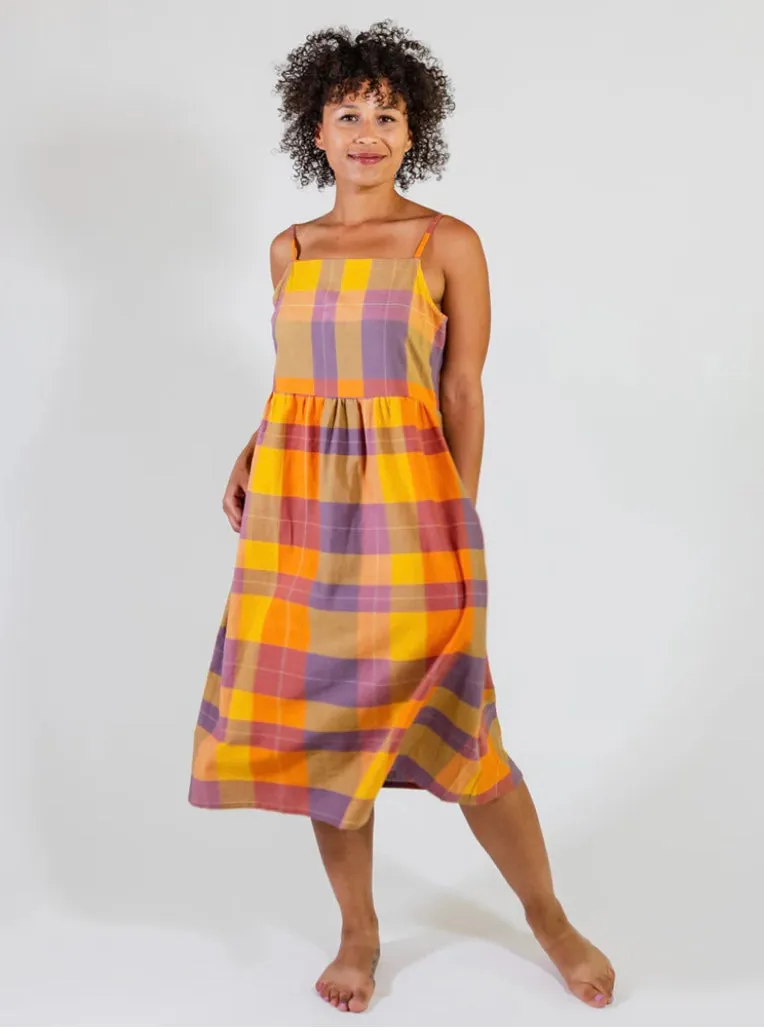 Ivy Midi Dress Sunset Plaid