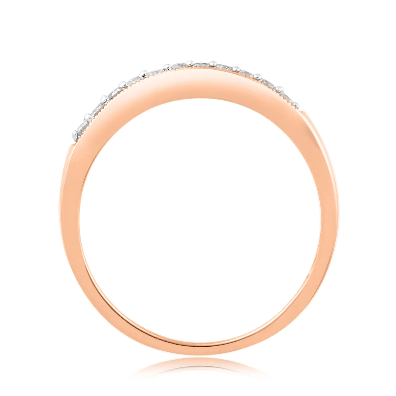 Jewelili 10K Rose Gold With 1/6 CTTW Diamonds Band Ring