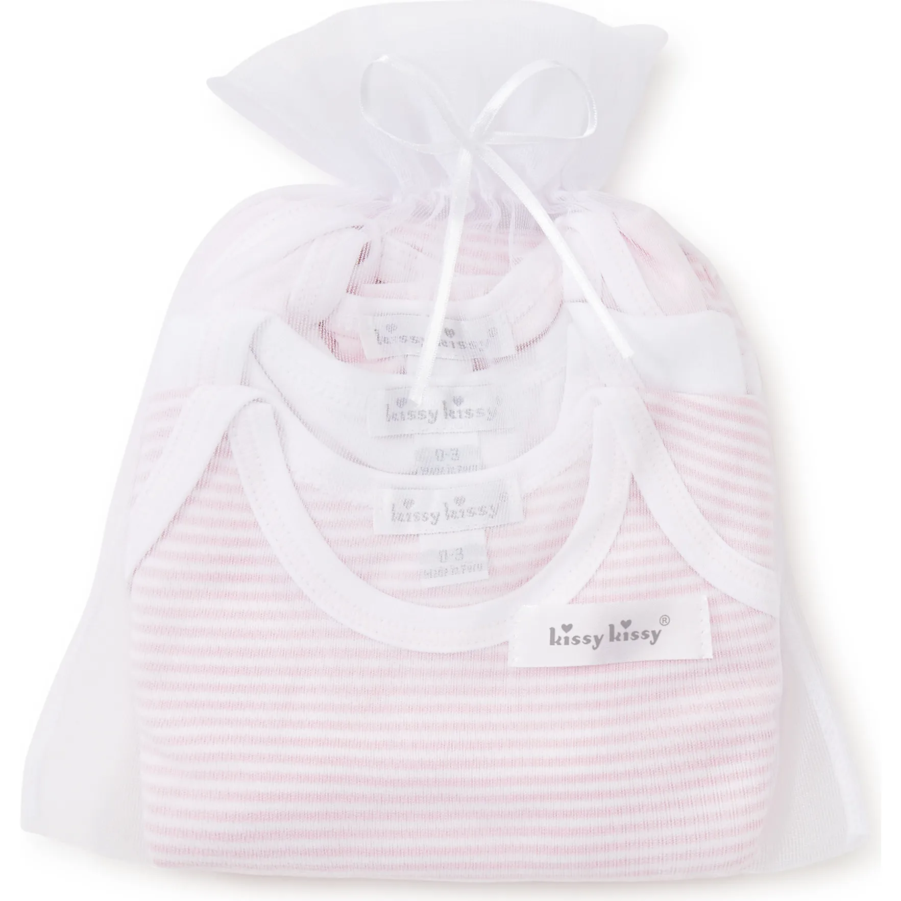 Kissy Kissy 3pc Striped Onesie Set, Pink