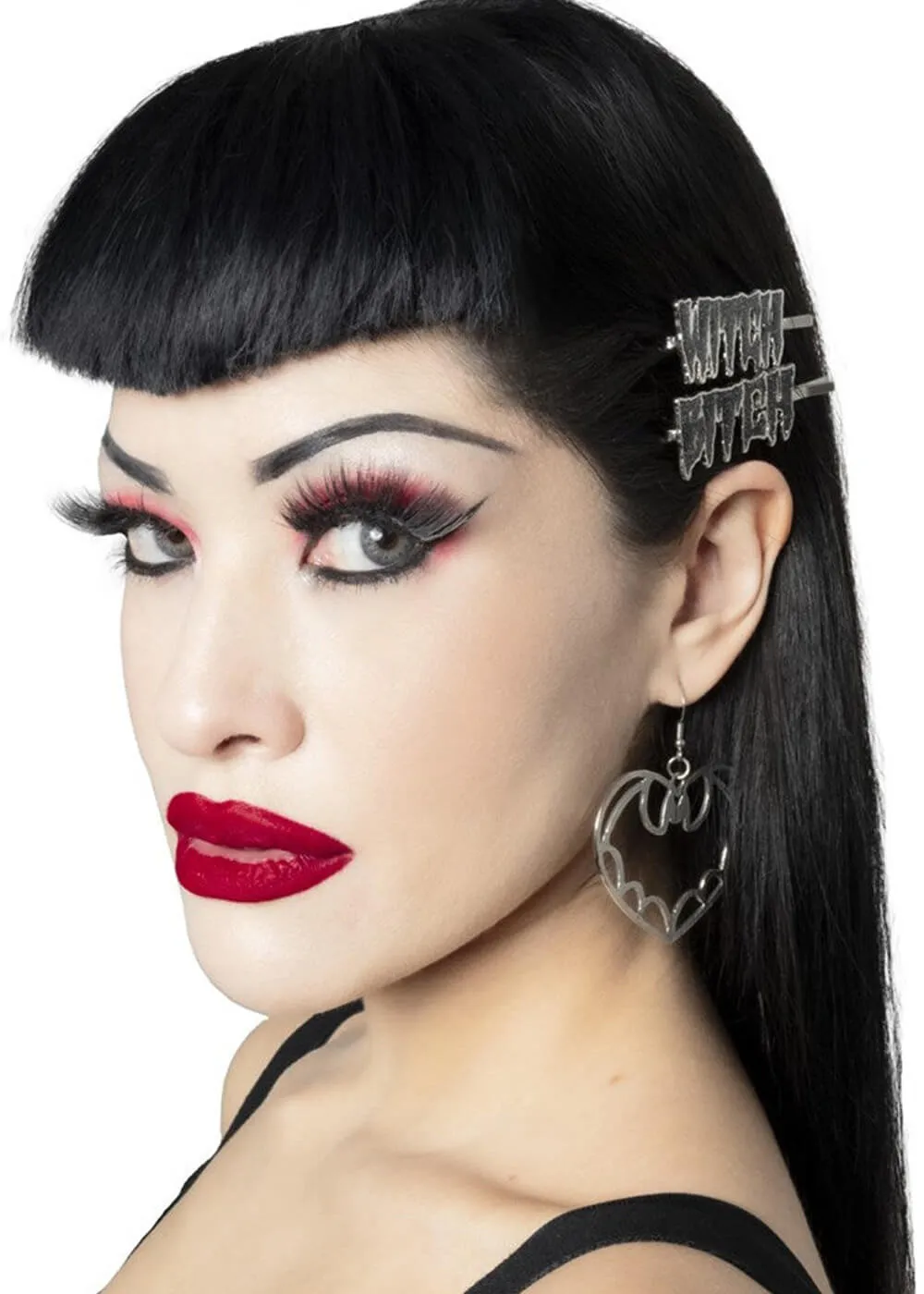 Kreepsville Witch Bitch Text Set Hairslides Black