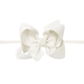 Large Grosgrain Bow on Baby Headband - Antique White